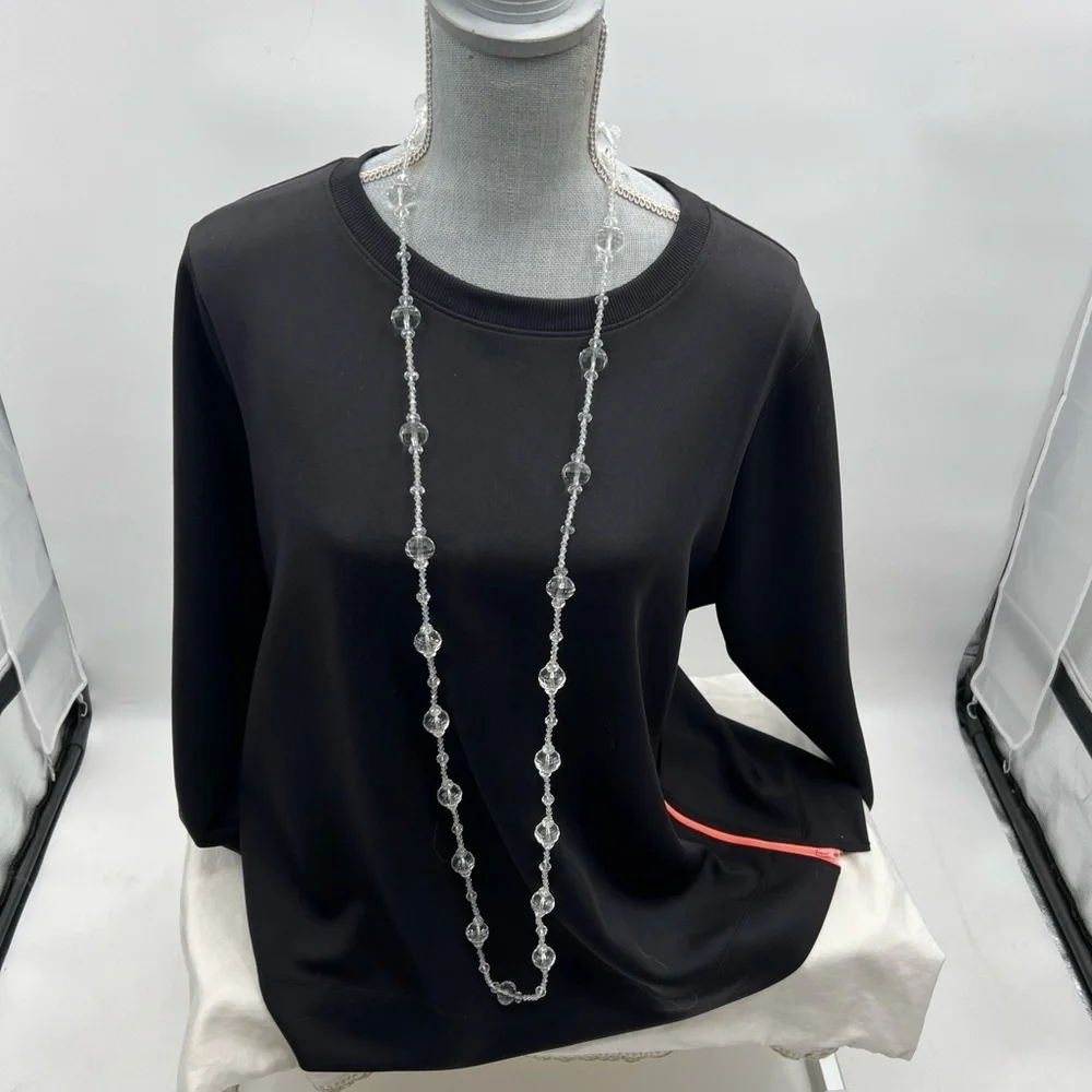 Art deco facet cut clear crystal glass beaded necklace - Picture 5 of 8